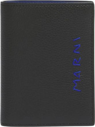 Marni Accessoires, Heren, Zwart, ONE Size, Leer, Mending Borduur Bifold Portemonnee