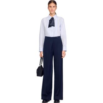 Sandro Asymmetric straight-leg trousers in Navy Blue at Nordstrom, Size 38 Eu