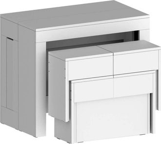 Dmora Conjunto de mesa y sillas Eric, Composición multiusos, Conjunto con consola y 2 bancos extensibles, 100% Made in Italy, 66x25h45 cm, Pizarra - Dmora