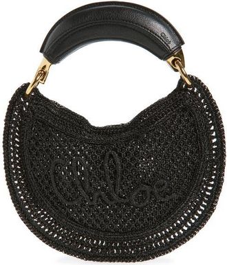 Chlo&eacute; Summer Banana Raffia Hobo Bag in Black at Nordstrom