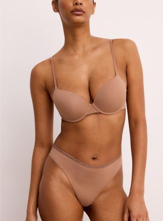 Miiyu Womens Lace trim microfibre thong Recycled nylon