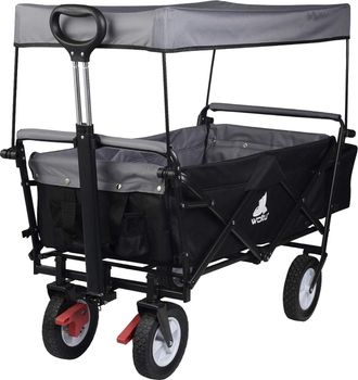 Woltu Woltu Carrito De Jardin Con Toldo De Protecci&oacute;n Carga Ruedas Con Freno Para Playa Acampada Exteriores M&aacute;x. 80kg Antracita