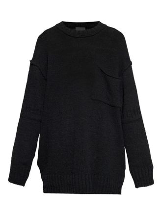 Yohji Yamamoto chest-pocket frayed-edge sweater - Black