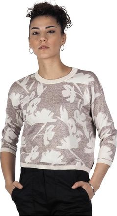Alessia Santi Beige en cr&egrave;me fantasie dames top - Dames - Ronde hals truien - Beige - XS - Katoen - Truien & Vesten