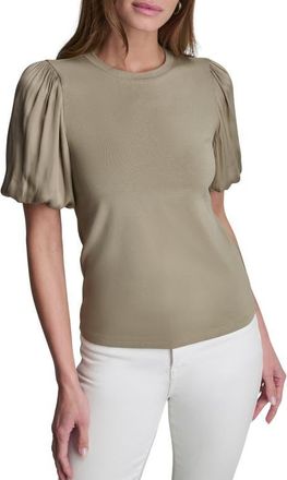 DKNY Mixed Media Top in Light Fatigue at Nordstrom, Size X-Small
