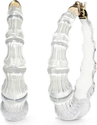 Gold & Honey Womens Bamboo Illusion Lucite Hoop Earrings In Dove
