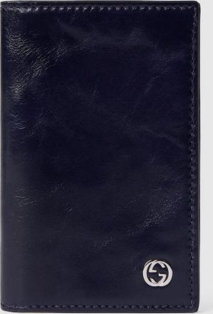 Gucci Card Case Wallet With Interlocking G, Blue, Leather