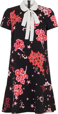 Red Valentino Floral Shirt-Collar Dress - Dames - Korte kleedjes - Zwart - 2XS - Polyester - Kleedjes