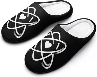 Generic I Love Physics Slippers Men Winter Warm Cotton Anti-Slip Indoor Slip-Ons House Shoes