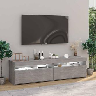 Berkfield Home TV Cabinets 2 pcs with LED Lights Concrete Grey 75x35x40 cm | Size: 75 x 35 x 40 cm