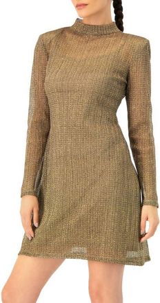 Ivonne Short A-Line Dress with Long Sleeves in Gold at Nordstrom, Size Medium
