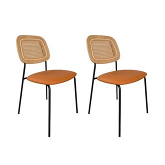 Mathi Design Conjunto de 2 sillas de polipiel naranja