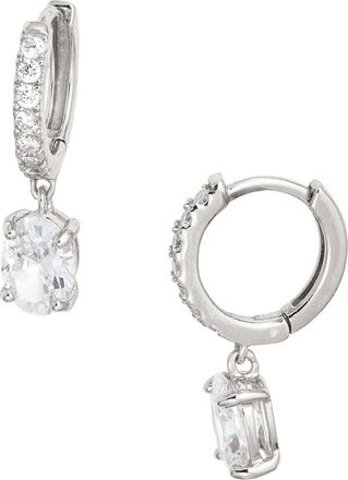 Nordstrom Cubic Zirconia Huggie Drop Earrings in Platinum Plated at Nordstrom