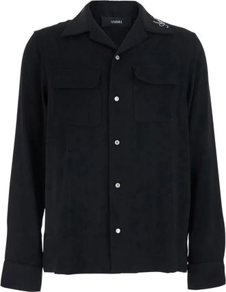 Amiri Overhemd met Ronde Zak - Heren - Casual Overhemden - Zwart - M - Polyester - Overhemden