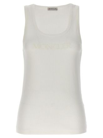Moncler White logo-embroidered tank top