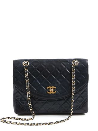 Chanel 1980s double flap shoulder bag - Black