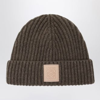 Loewe Dark beige ribbed cashmere beanie