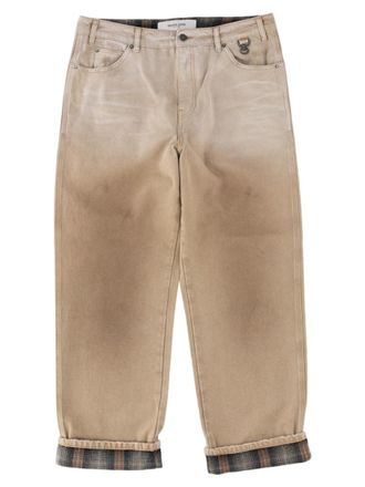 Golden Goose Beige Relaxed-Fit Check-Detail Denim Jeans