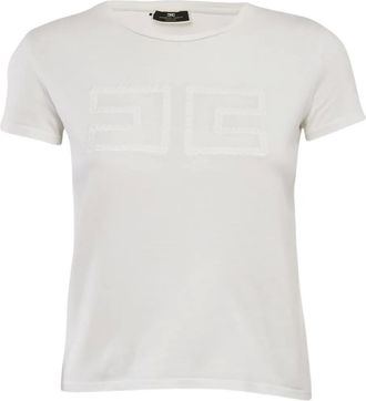 Elisabetta Franchi T-shirt met geborduurd logo - Wit