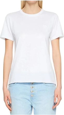 Dondup Witte Katoenen T-shirt met Geborduurd Logo - Dames - T-shirts - Wit - S - Katoen - Tops