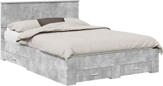 vidaXL Estructura De Cama Con Cabecera Gris Concreto 135 X 190 Cm Vidaxl