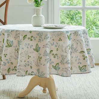 OEM Mantel, Manteles, Mantel Redondo Peque&ntilde;o, Mantel De Primavera, Estampado De Hojas, Lavable, Mantel De Algod&oacute;n Y Lino, Picnics, Di&aacute;metro: 140 Cm