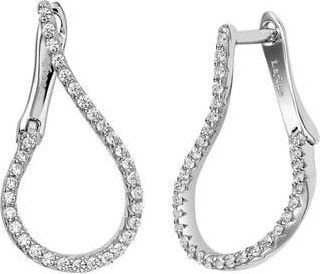 Lafonn Simulated Diamond Teardrop Small Hoop Earrings in White at Nordstrom Rack