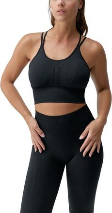 Born Living Yoga India Medium Support Seamless Sport Top in Black at Nordstrom, Size Medium Eu