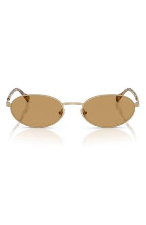 Emporio Armani 54mm Oval Sunglasses in Matte Pale Gold /Brown at Nordstrom