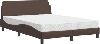 vidaXL Vidaxl - Cama Con Colch&oacute;n Cuero Sint&eacute;tico Marr&oacute;n 140x190 Cm