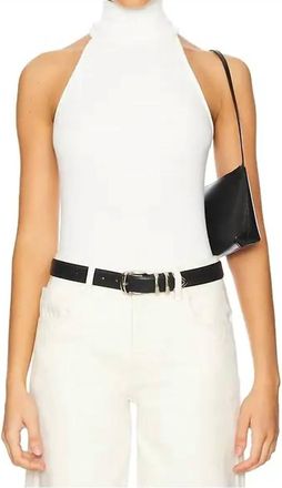 Enza Costa Knit Halter Turtleneck Sweater In Winter White