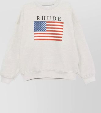 Rhude ribbed cotton printed sweatshirt