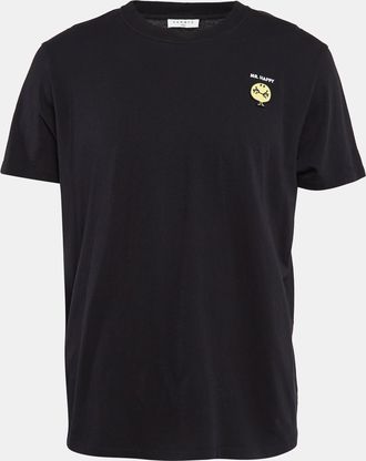 Sandro Black Knit Applique Detail Crew Neck T-Shirt