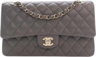 Chanel Pre-owned Vintage Double Flap Shoulder Bag - Dames - Vintage Schoudertas - Grijs - ONE Size - Leer - Vintage