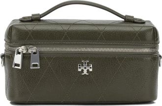Tory Burch Kira Quilted Leather Vanity Case - Dames - Handtassen - Groen - ONE Size - Leer - Tassen