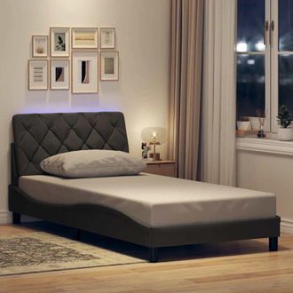 vidaXL Vidaxl - Estructura Cama Con Led Sin Colch&oacute;n Tela Gris Oscuro 90x200 Cm