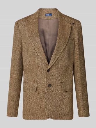 Polo Ralph Lauren Regular Fit Blazer aus Leinen-Seide-Mix mit Woll-Anteil Modell HERITAGE in Camel Melange, Gr&ouml;&szlig;e 42