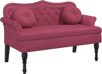 vidaXL Banco con cojines terciopelo rojo tinto 120,5x65x75 cm vidaXL