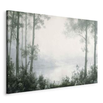 OEM Imagen - Paisaje Retro De Un Bosque De &Aacute;rboles Y Un Estanque En Tonos Verdes Patinados / Un Bosque Y Un Estanque En Verde Patinado