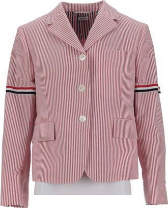 Thom Browne High Break Sb Sportmantel mit Rwb Gg Armbinden aus Seersucker