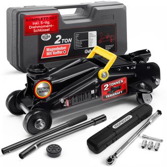 Deuba Gato Hidr&aacute;ulico 2t Elevador De Coches 6 Piezas Con Llave Dinamom&eacute;trica Accesorios Altura De Elevaci&oacute;n 135-330mm - Deuba