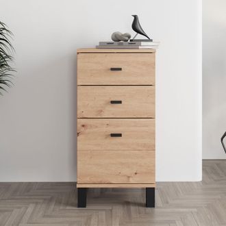 Dmora Credenza Vilcab, Alacena Un Estante, 3 Cajones, Apertura Corredera, 39x35x78h Cm Marr&oacute;n Roble Nudos