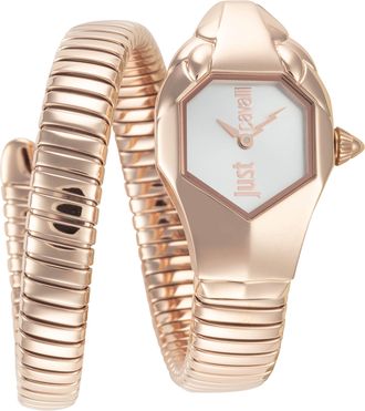 Just Cavalli Womens Signature Snake 22mm Gold Tone Quartz Watch