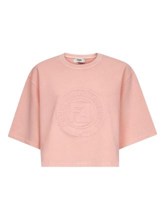 Fendi Katoenen top met logo-reliëf - Roze