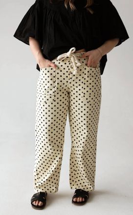 Lovlov Soft Statement Polka Dot Barrel Pants In Beige/brown