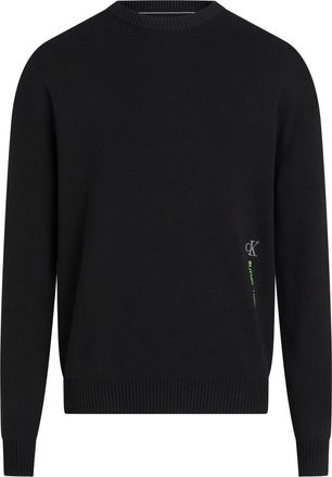 Calvin Klein Zwarte Sweater Lupetto Zachte Pasvorm - Heren - Ronde hals truien - Zwart - 2XL - Katoen - Truien & Vesten