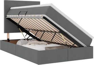 vidaXL Bed with Mattress with Storage Dark Grey 120 x 190 cm Polyester vidaXL