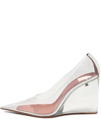 Amina Muaddi pre-owned 100mm Ane Glass pumps - White