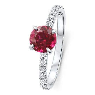 Pompeii3 VS 1Ct Round Ruby Diamond Ring 10k Gold Lab Grown