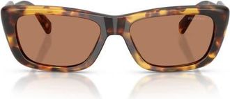Miu Miu 56mm Rectangular Sunglasses in Honey Havana /Solid Brown at Nordstrom